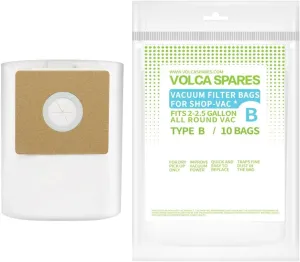 Type B Filter Bags for Shop-Vac 2 & 2.5 Gallon Wet/Dry Vacuums,10 bags, Part # 9066800