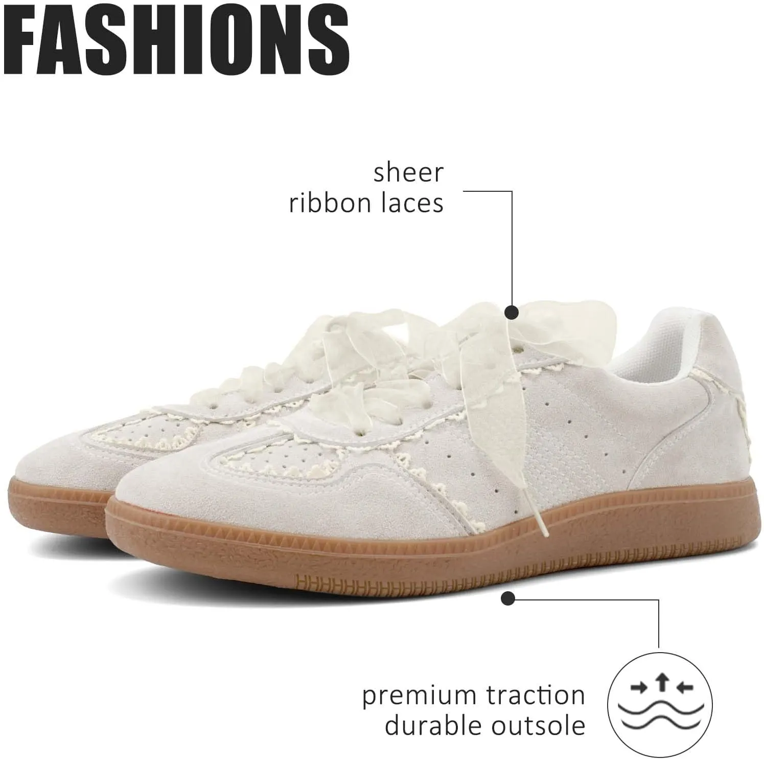UBWDU Lace Fashion Ballet Sneakers for Women 2025 – Trendy Cute Crochet Ribbon Lace-Up Casual Spring Shoes