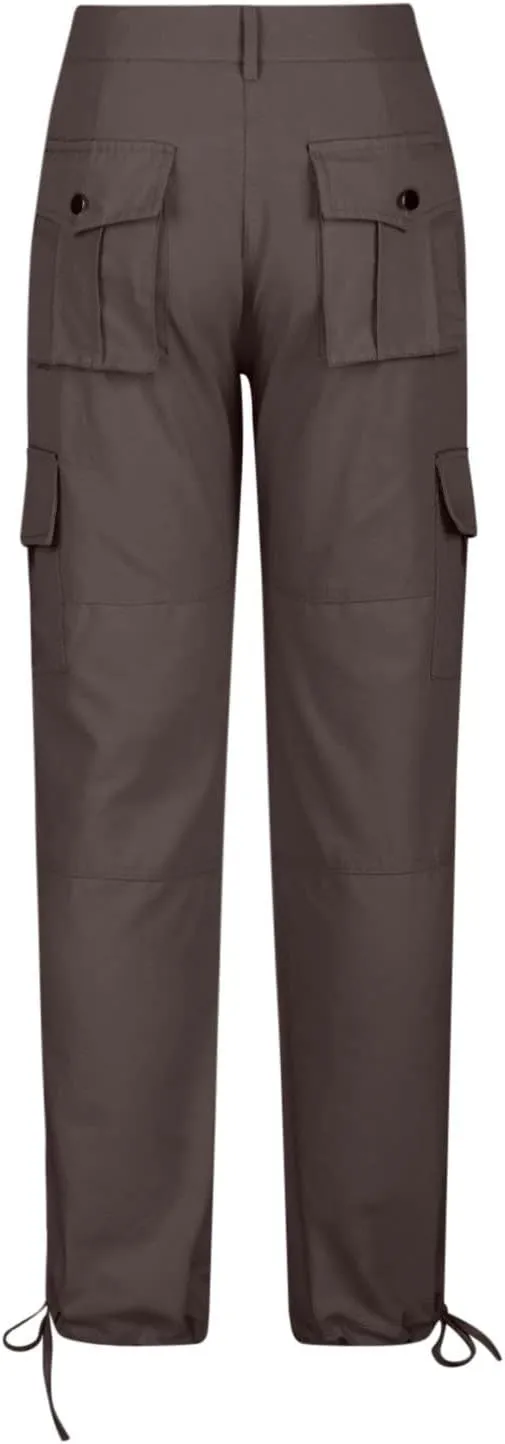 Uillui Military Women Cargo Pants Ripstop Multi-Pockets Corset Leg Bootleg Pant Low Waist Outdoor Hiking Tactical Cargo Pant