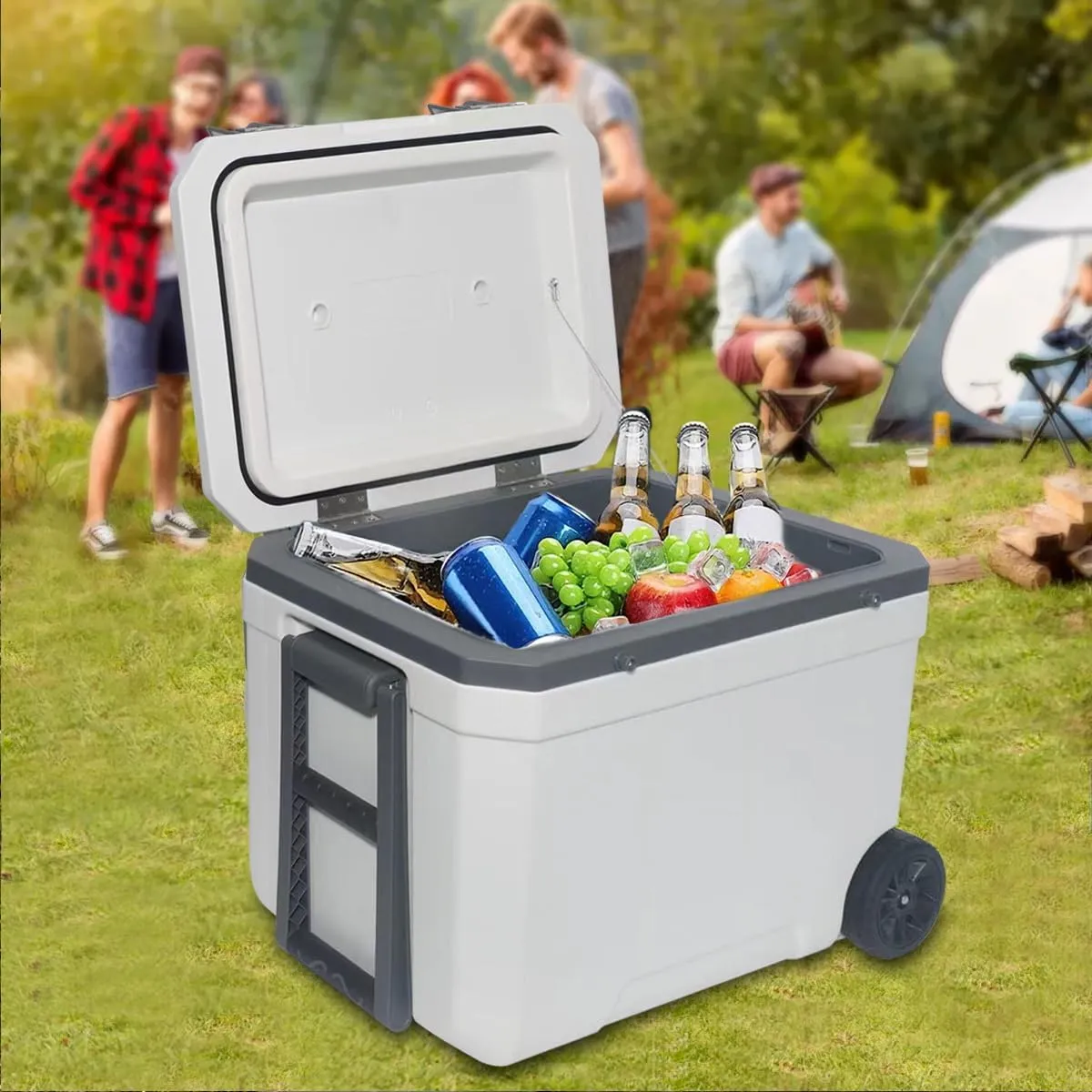 Ultra-Light Wheelded Cooler Insulated Portable Ice Chest 47.5 Quarts for Beach, Beverage, Camping, Beverage, Picnic, Fishing, Boat, Barbecue, 30% Lighter Than Romolded Colers