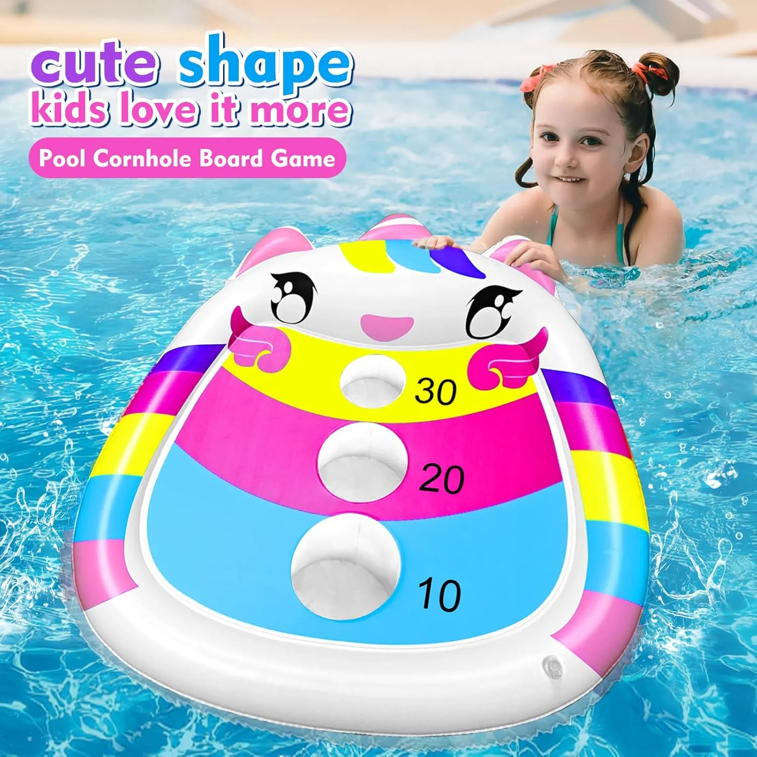 Unicorn Kids Fun Pool Toys,Inflatable Cornhole Board Floating Water Game Outdoor Swim Play for Adults Family,Cool Summer Party Gift for 6 7 8 9 10 12 Year Old Boy Girl Teen