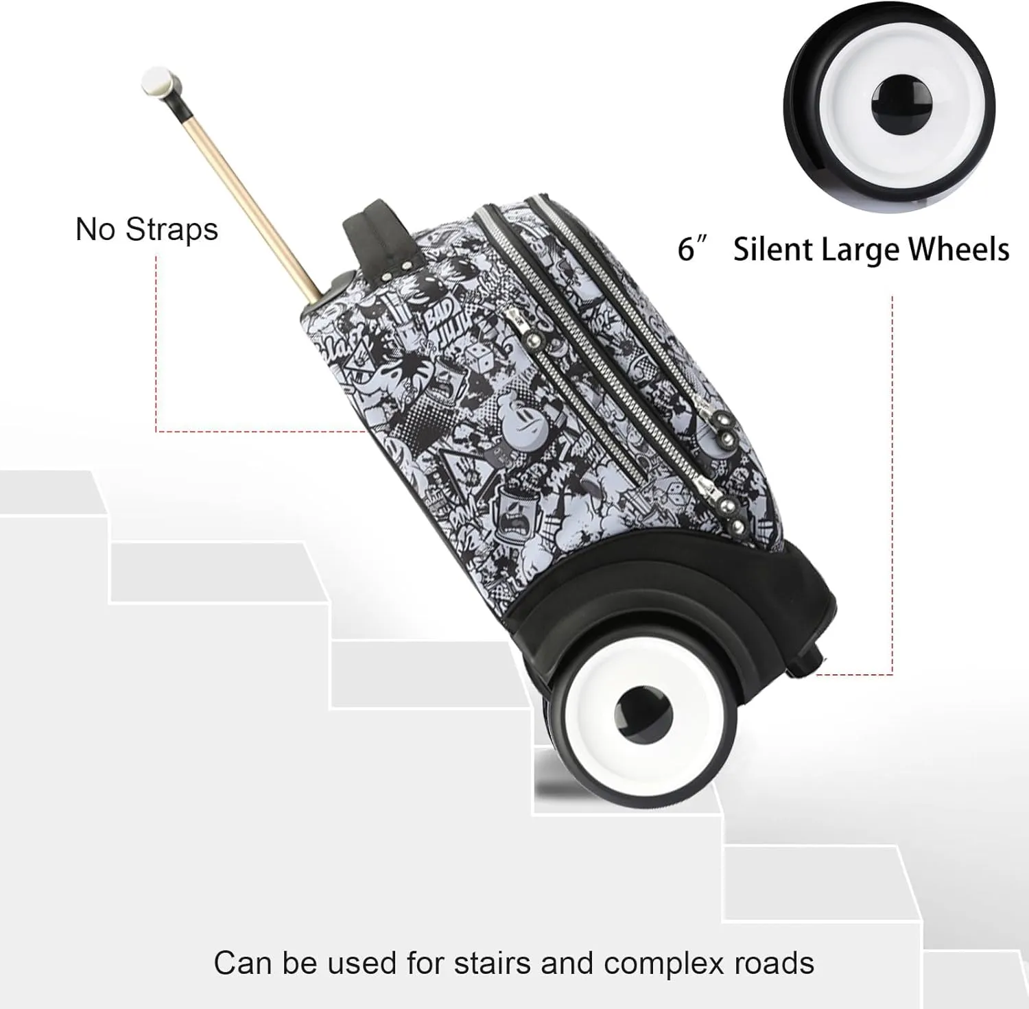 UNIKER Rolling Laptop Bag for Laptop,Wheeled Backpack for Adult,Wheeled Suitcase,Softside Trolley Bag with Laptop Compartment