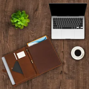 Unisex Brown Solid Genuine Leather Portfolio / File Folder - Clearance sale