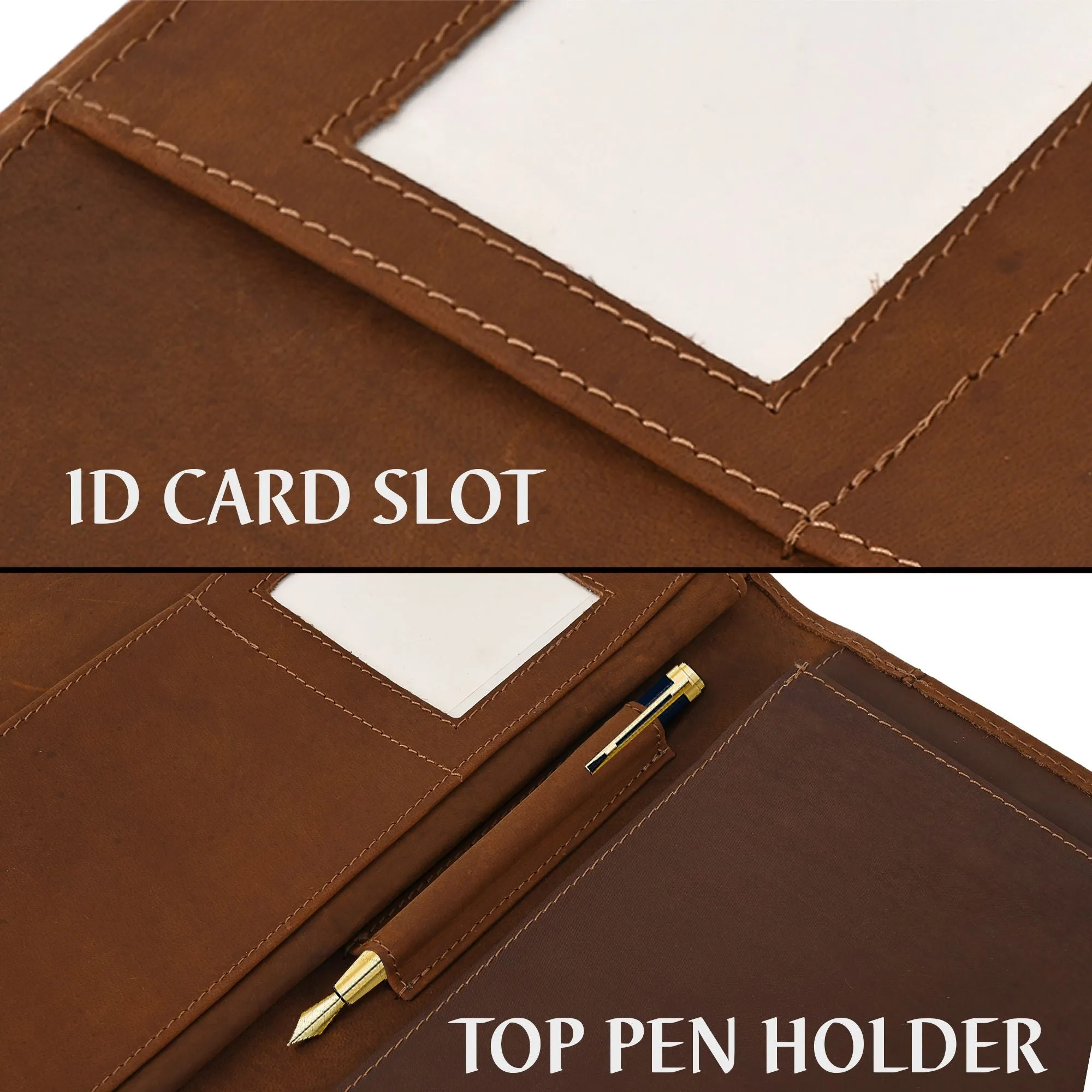 Unisex Brown Solid Genuine Leather Portfolio / File Folder - Clearance sale