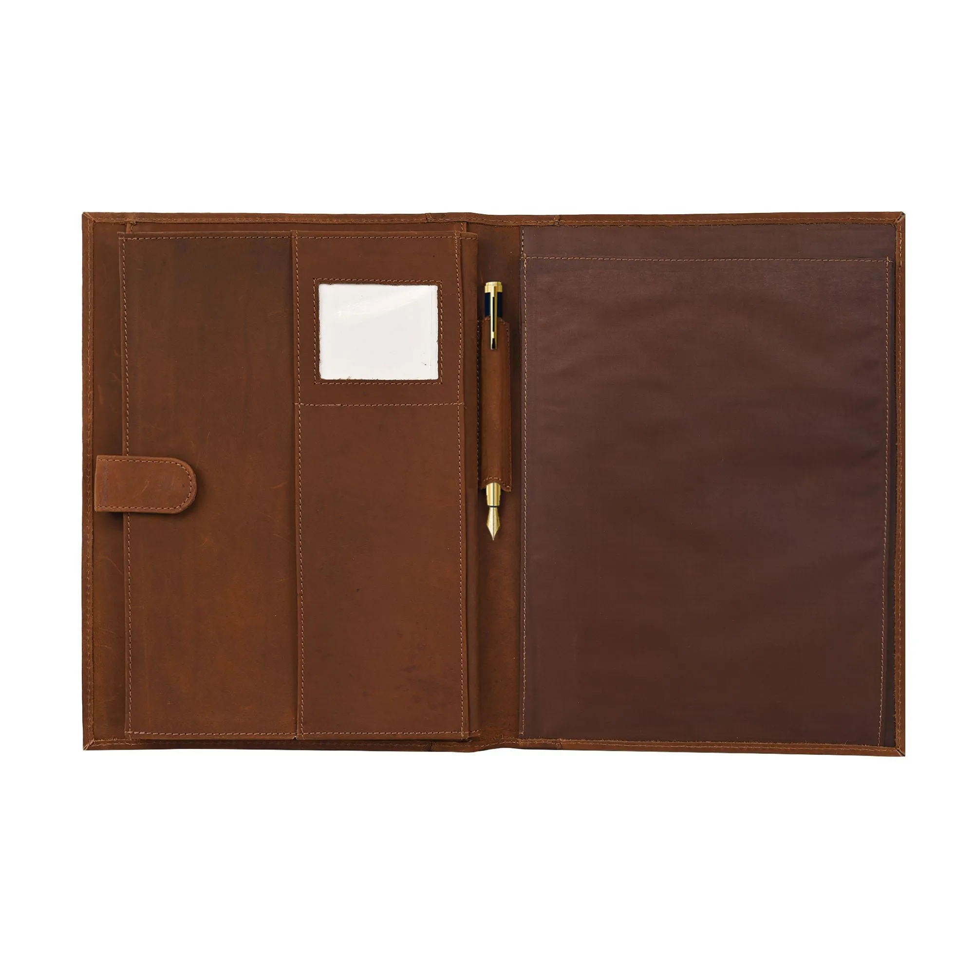 Unisex Brown Solid Genuine Leather Portfolio / File Folder - Clearance sale