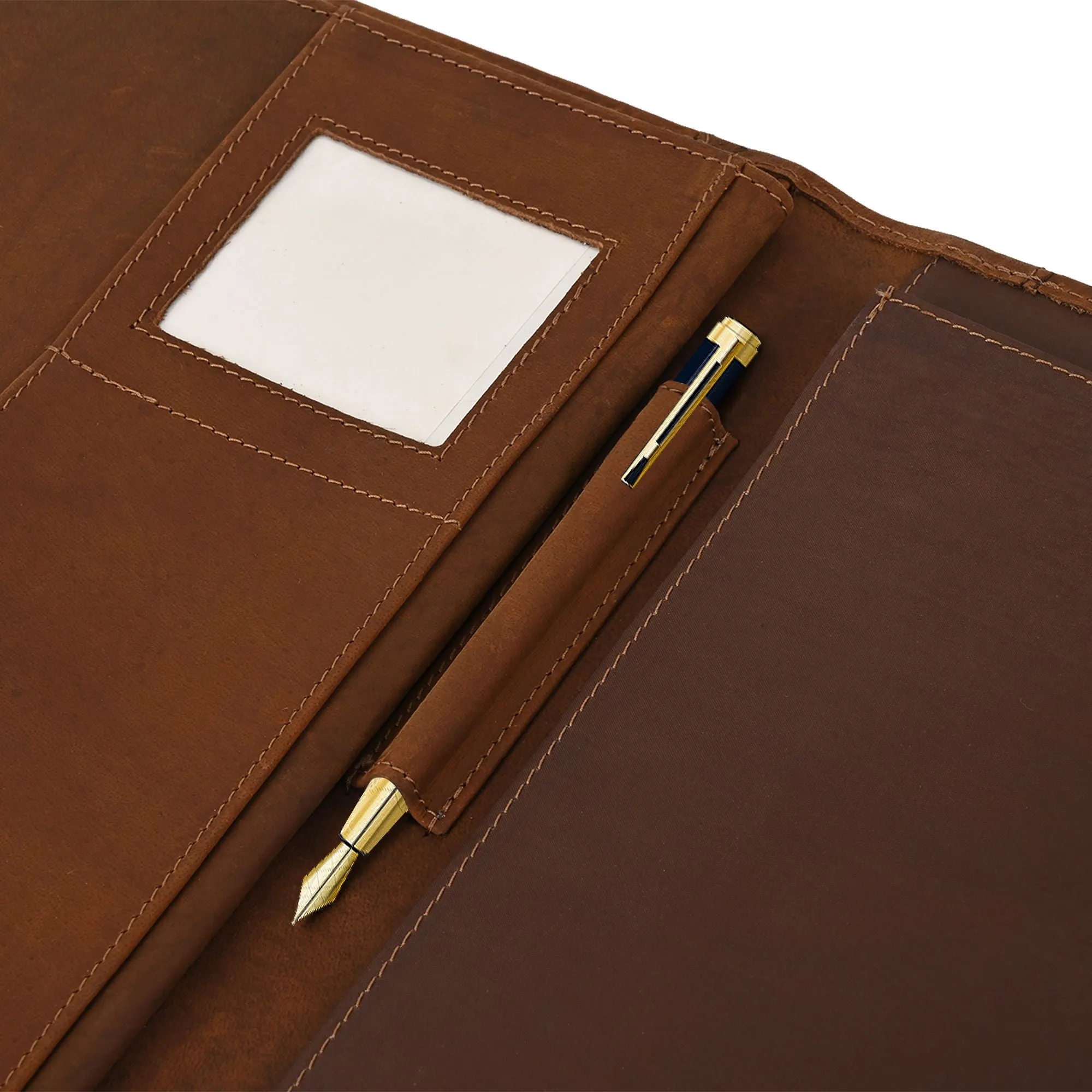 Unisex Brown Solid Genuine Leather Portfolio / File Folder - Clearance sale
