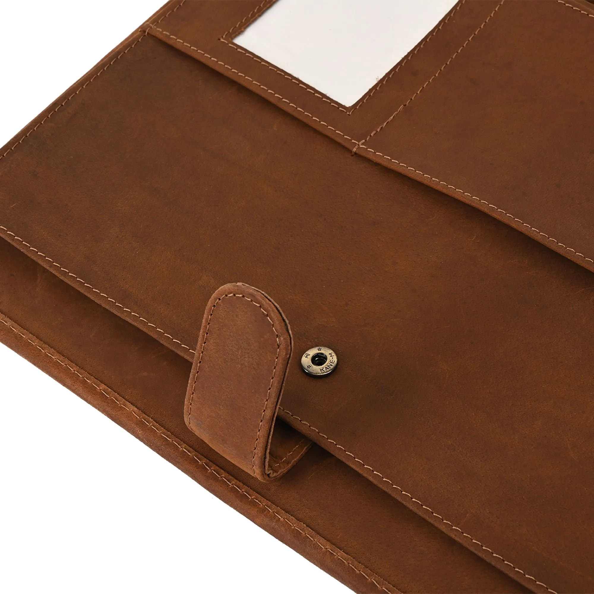 Unisex Brown Solid Genuine Leather Portfolio / File Folder - Clearance sale