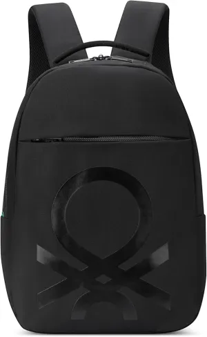 United Colors of Benetton Fabrica Backpack, Black, 15.6 Inch Laptop Sleeve