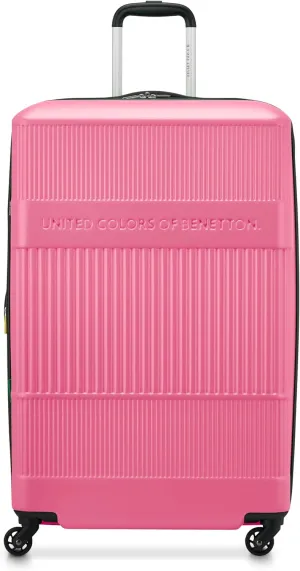 United Colors of Benetton Ribbed Hardside Expandable Luggage with Spinner Wheels, Light Pink, Checked-Large 29 Inch