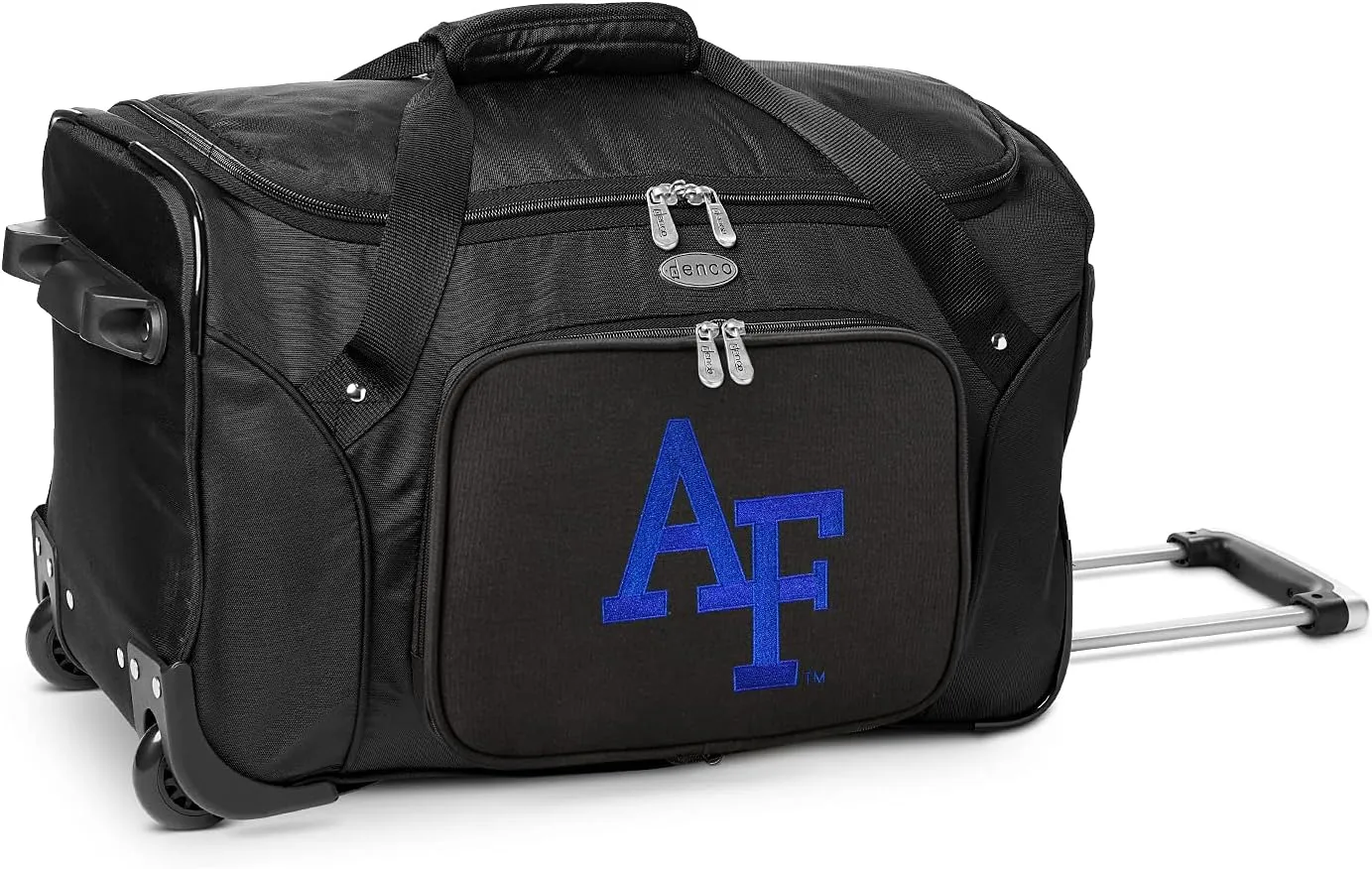 United States Air Force Academy Falcons Lightweight 22-inch Wheeled Duffel Bag with Telescopic Handle - Perfect Overnight Bag for Travel, Weekend Getaways, Airports, Gym, and Commuting