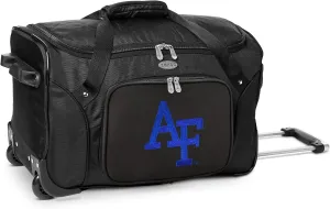 United States Air Force Academy Falcons Lightweight 22-inch Wheeled Duffel Bag with Telescopic Handle - Perfect Overnight Bag for Travel, Weekend Getaways, Airports, Gym, and Commuting