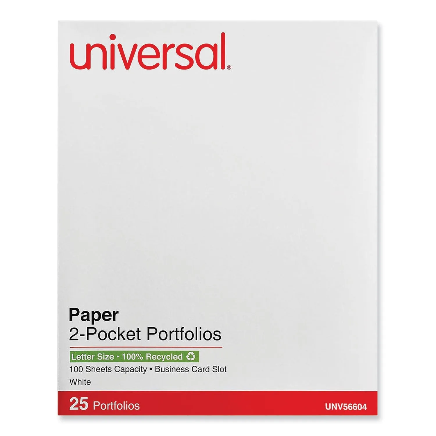 Universal® Two-Pocket Portfolio, Embossed Leather Grain Paper, 11 X 8.5, White, 25/box