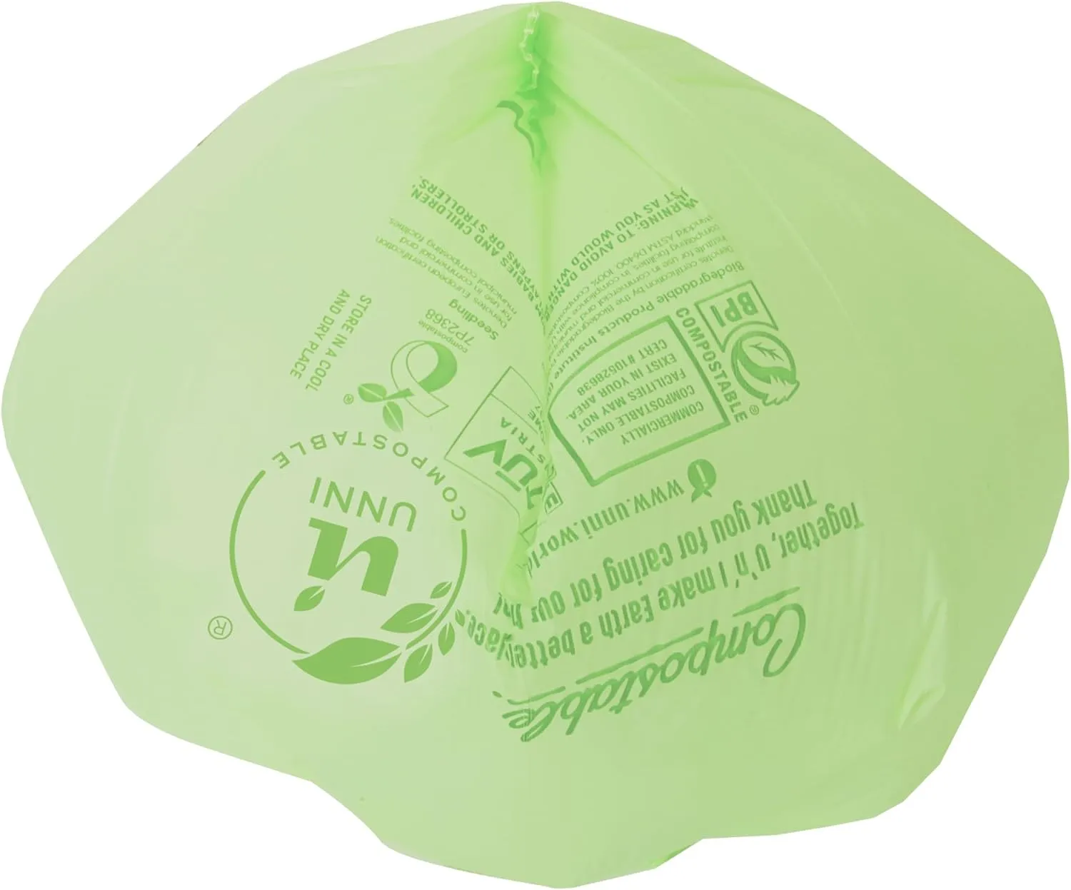 UNNI Compostable Liner Bags, 13 Gallon, 49.2 Liter, 50 Count, Heavy Duty 0.9 Mil, Tall Kitchen Food Scrap Waste Bags, ASTM D6400, US BPI, CMA and Europe OK compost HOME Certified, San Francisco