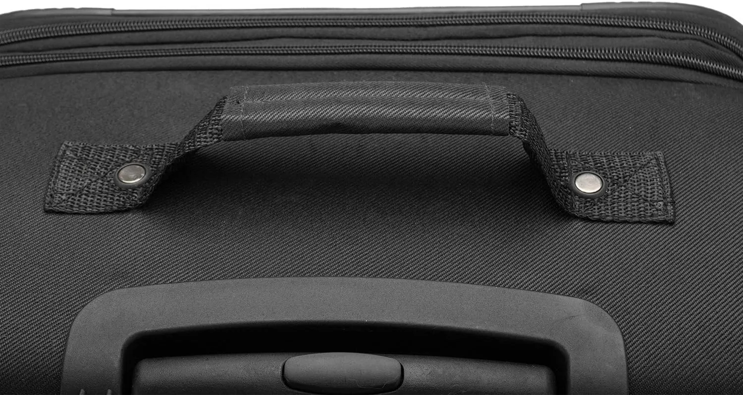 U.S. Traveler Aviron Bay Expandable Softside Luggage with Spinner Wheels, Black, 30-Inch
