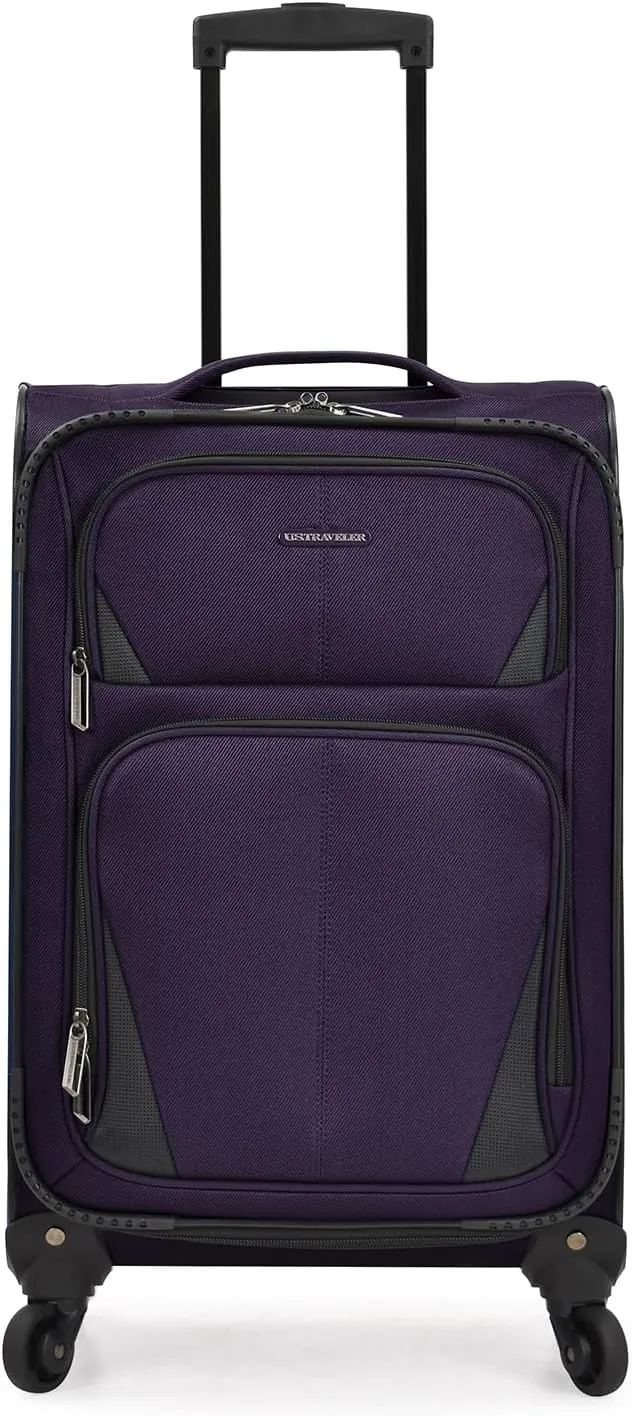U.S. Traveler Aviron Bay Expandable Softside Luggage with Spinner Wheels, Purple, Carry-on 22-Inch