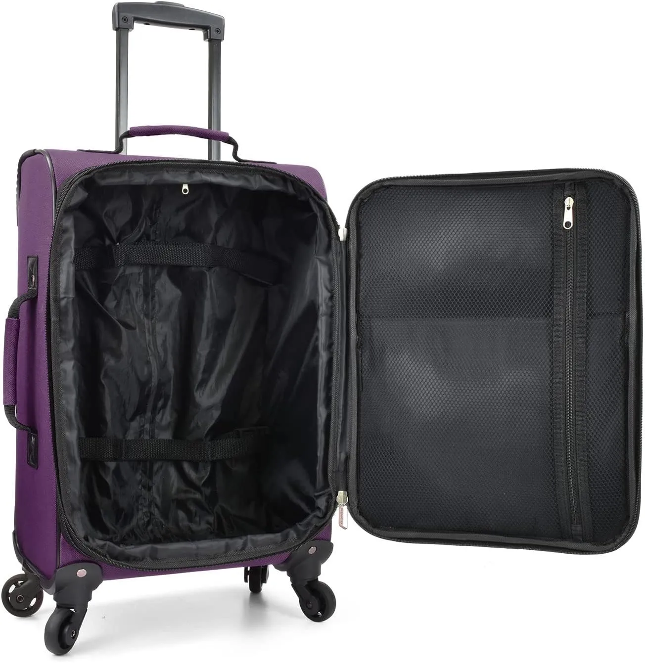 U.S. Traveler Lightweight Rolling 20" Carry On Luggage Softside Suitcase, Purple, 4 Wheel