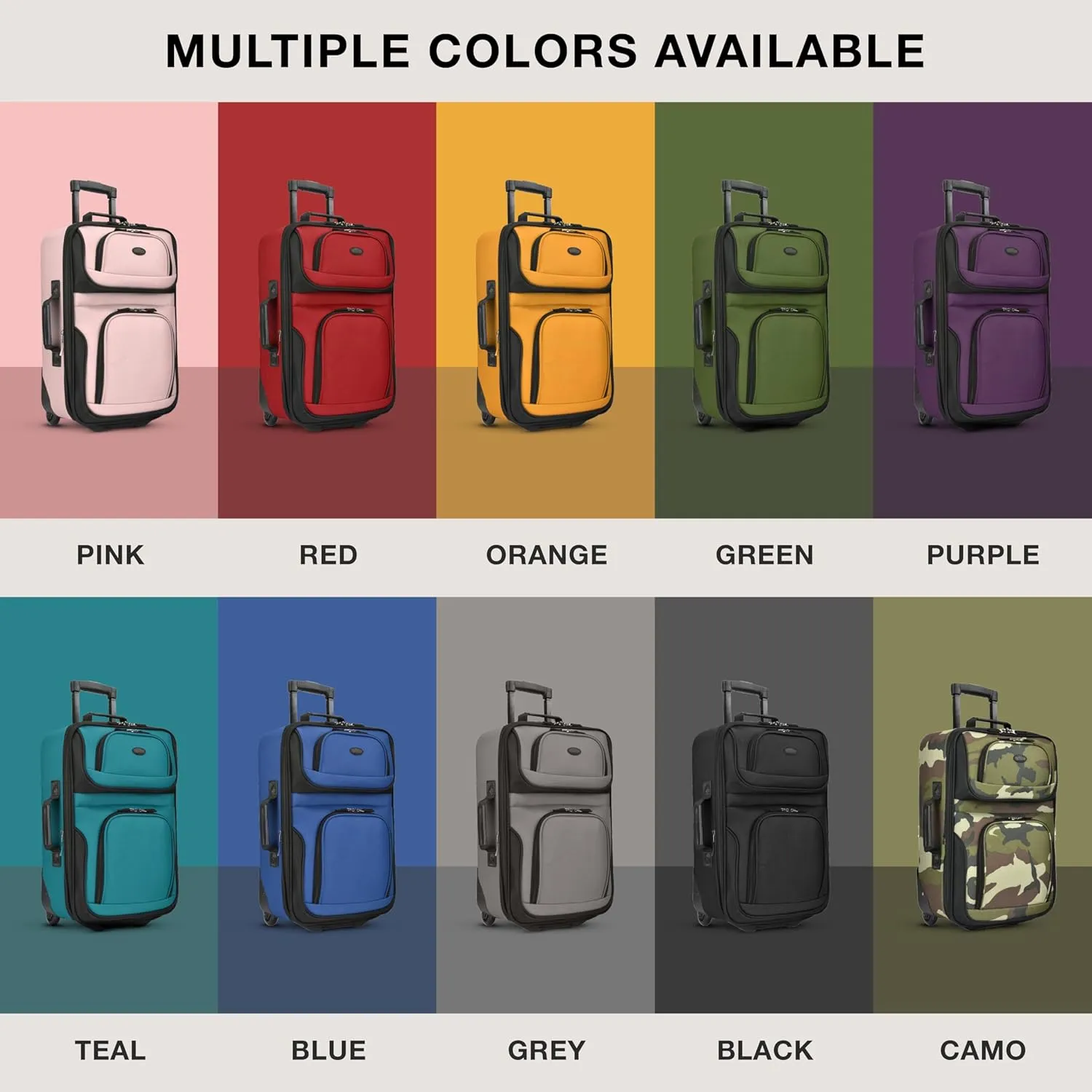 U.S. Traveler Rio Lightweight Carry-On Suitcase 20" Softside Expandable Design, Durable, Business and Travel, Blue, Set