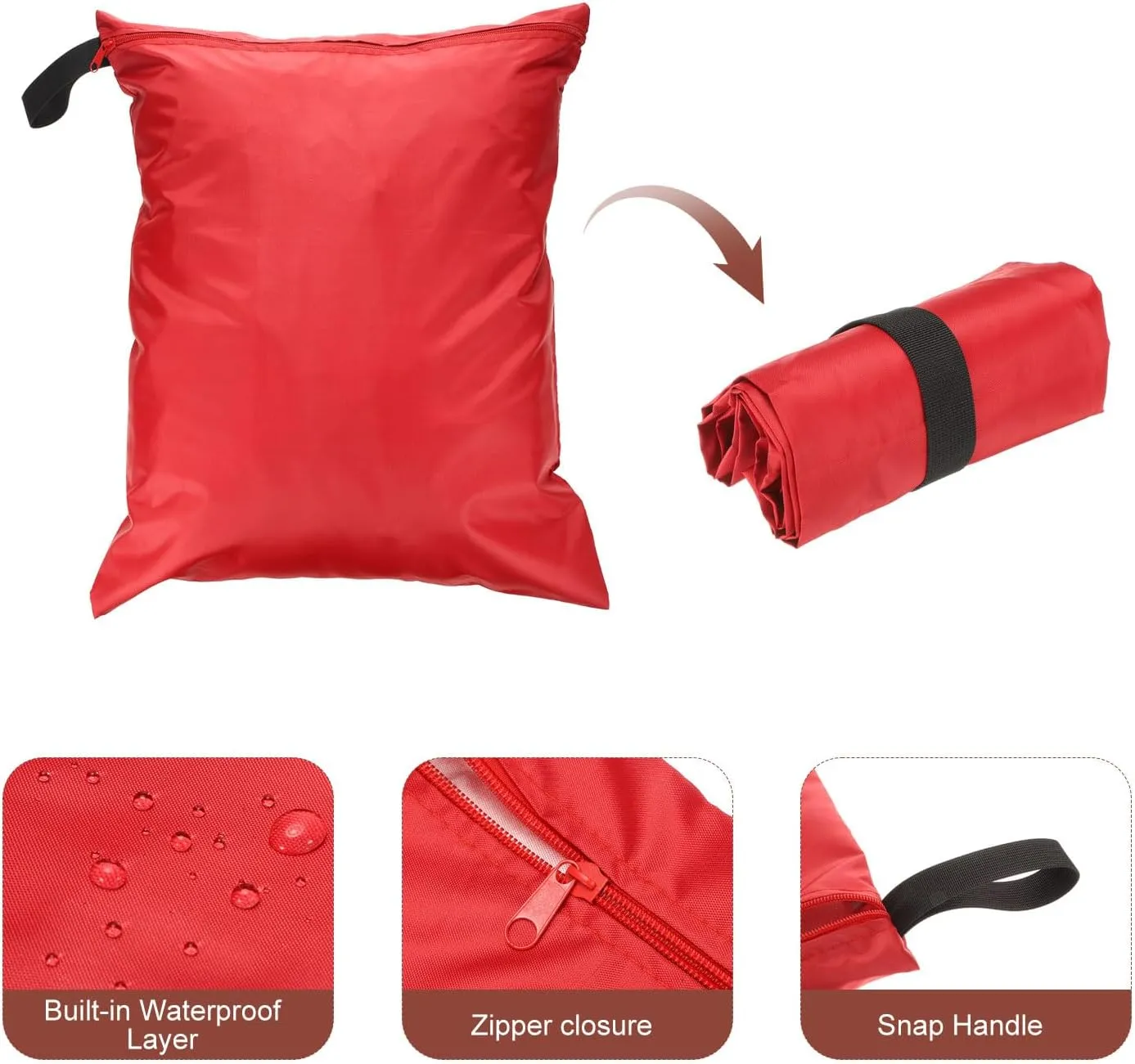 uxcell 2 Pcs Wet Dry Bags, 16" x 20" Waterproof Travel Bags with Two Zippered Pockets, Gym Bag for Beach Pool Swim Suit and Wet Clothes Red