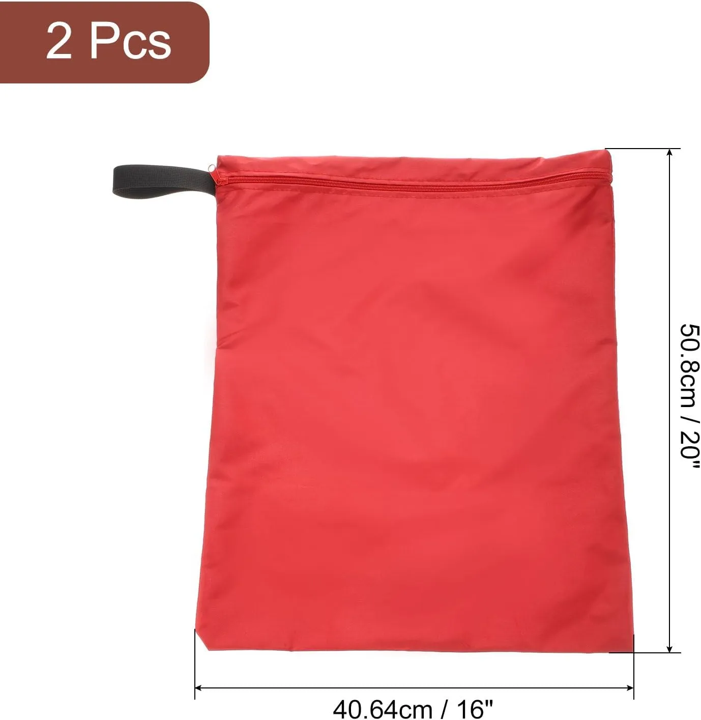 uxcell 2 Pcs Wet Dry Bags, 16" x 20" Waterproof Travel Bags with Two Zippered Pockets, Gym Bag for Beach Pool Swim Suit and Wet Clothes Red