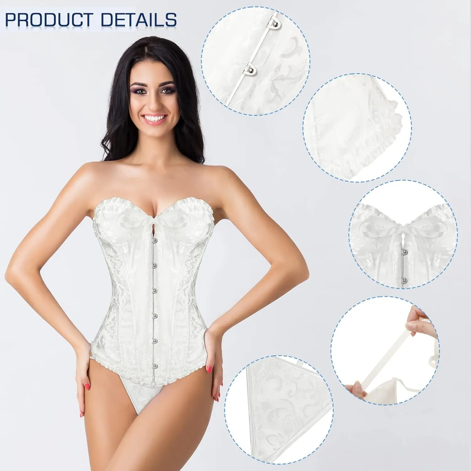Vabean Halloween Woman Retro Court Costume Lace Back Floral Corset Lingerie Ballet Bubble Skirt Stockings