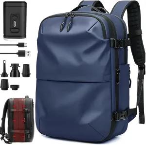 Vacspace Backpack, Vacspace Travel Bag with Vacuum, 40-60l Expandable Multifunctional Waterproof Anti-Theft Pack (Blue-2.0 With Air Pump)
