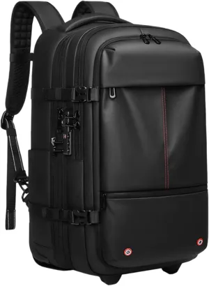 Vacuum Backpack 3 Compartment USB Waterproof Oxford Travel Backpack with Vacuum System, Coded Lock & Pull Handle Expandable Travel Bag, Power Bank Not Include Black