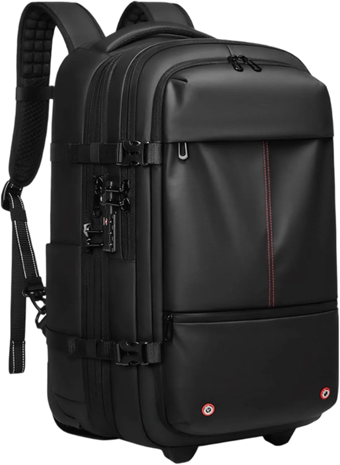 Vacuum Backpack 3 Compartment USB Waterproof Oxford Travel Backpack with Vacuum System, Coded Lock & Pull Handle Expandable Travel Bag, Power Bank Not Include Black