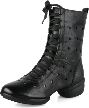 VEACAM Jazz Dance Boots Ballet Lace-Up Dancing Sneakers for Women Girl High Top Modern Dance Performance Shoes