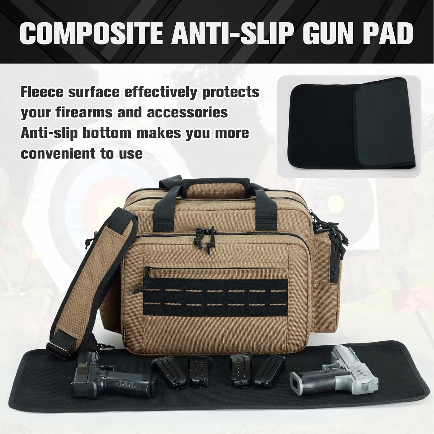 VEAGIA Range Bag,Pistol Case,Gun Range Bags For Handguns And Ammo Pouch 2 Pistols Soft Carrying Shooting Bag