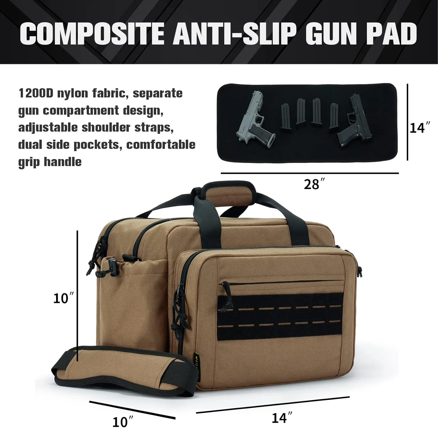 VEAGIA Range Bag,Pistol Case,Gun Range Bags For Handguns And Ammo Pouch 2 Pistols Soft Carrying Shooting Bag
