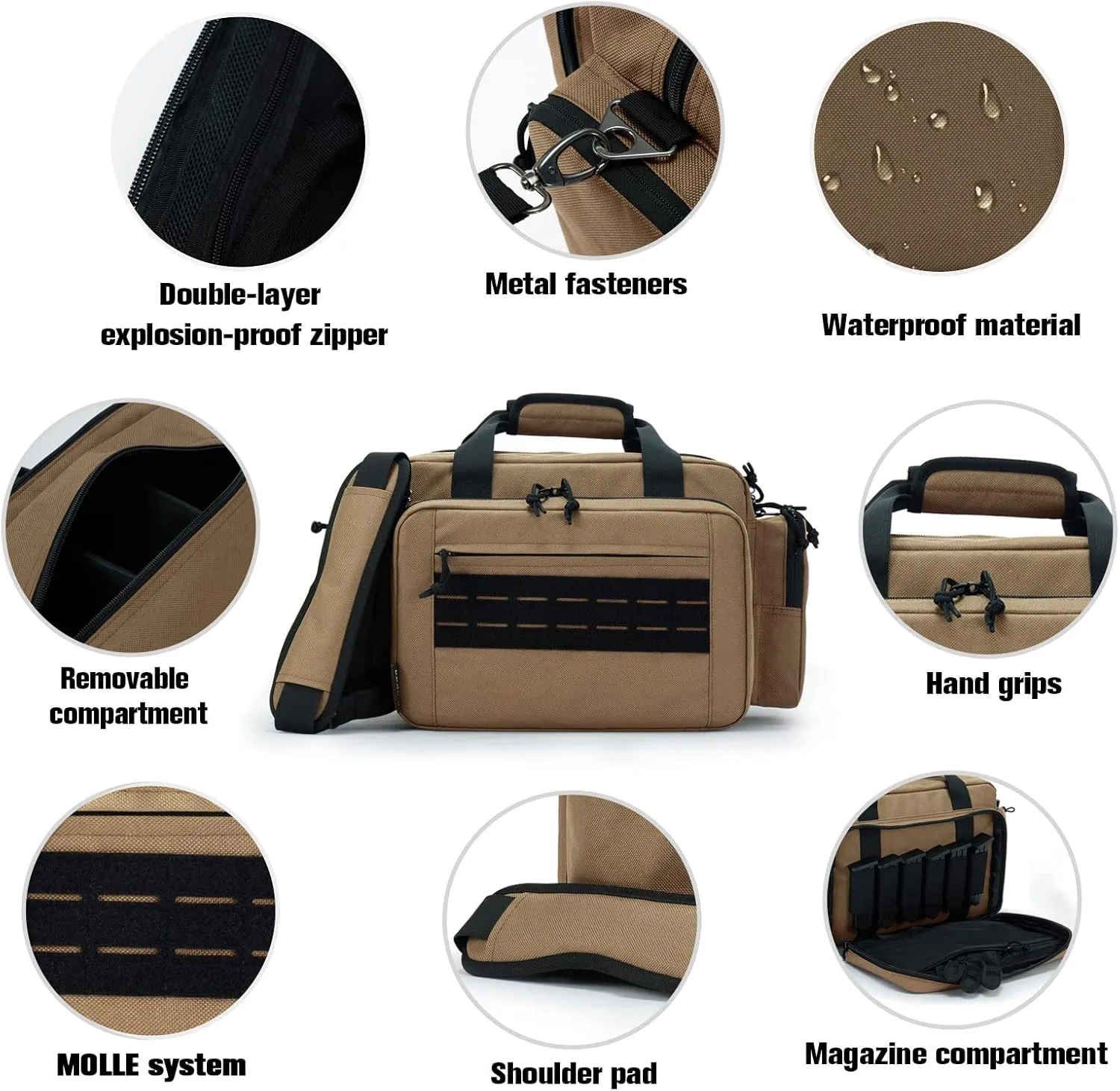 VEAGIA Range Bag,Pistol Case,Gun Range Bags For Handguns And Ammo Pouch 2 Pistols Soft Carrying Shooting Bag