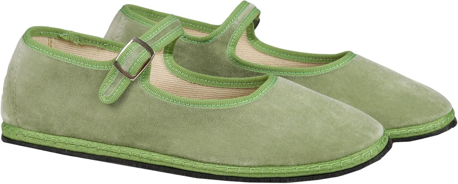 Velvet Ballet Flats for Women Cute Suede Round Toe Slip On Mary Jane Flats Casual Comfortable Ballerina Shoes