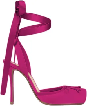 Vertundy Women's Satin Ballet Heels Lace Up Square Toe Stiletto High Bow Ballerina Heels
