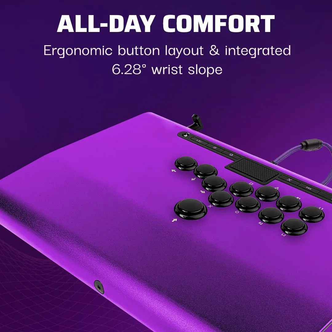 Victrix Pro FS-12 ESports Playstation Fight Stick All Button Arcade Controller for PS5, PS4, PC, 12-Button Sanwa Denshi, Ergonomic Detachable Joystick, Tournament Grade for Fighting Games (Purple)