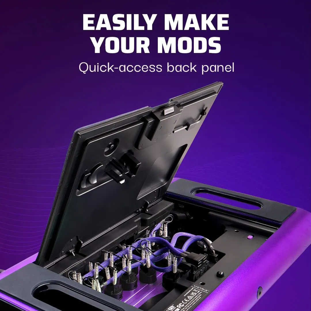 Victrix Pro FS-12 ESports Playstation Fight Stick All Button Arcade Controller for PS5, PS4, PC, 12-Button Sanwa Denshi, Ergonomic Detachable Joystick, Tournament Grade for Fighting Games (Purple)