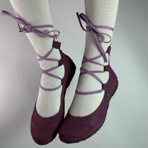 Vintage Leather Ballet Lace Up Flats