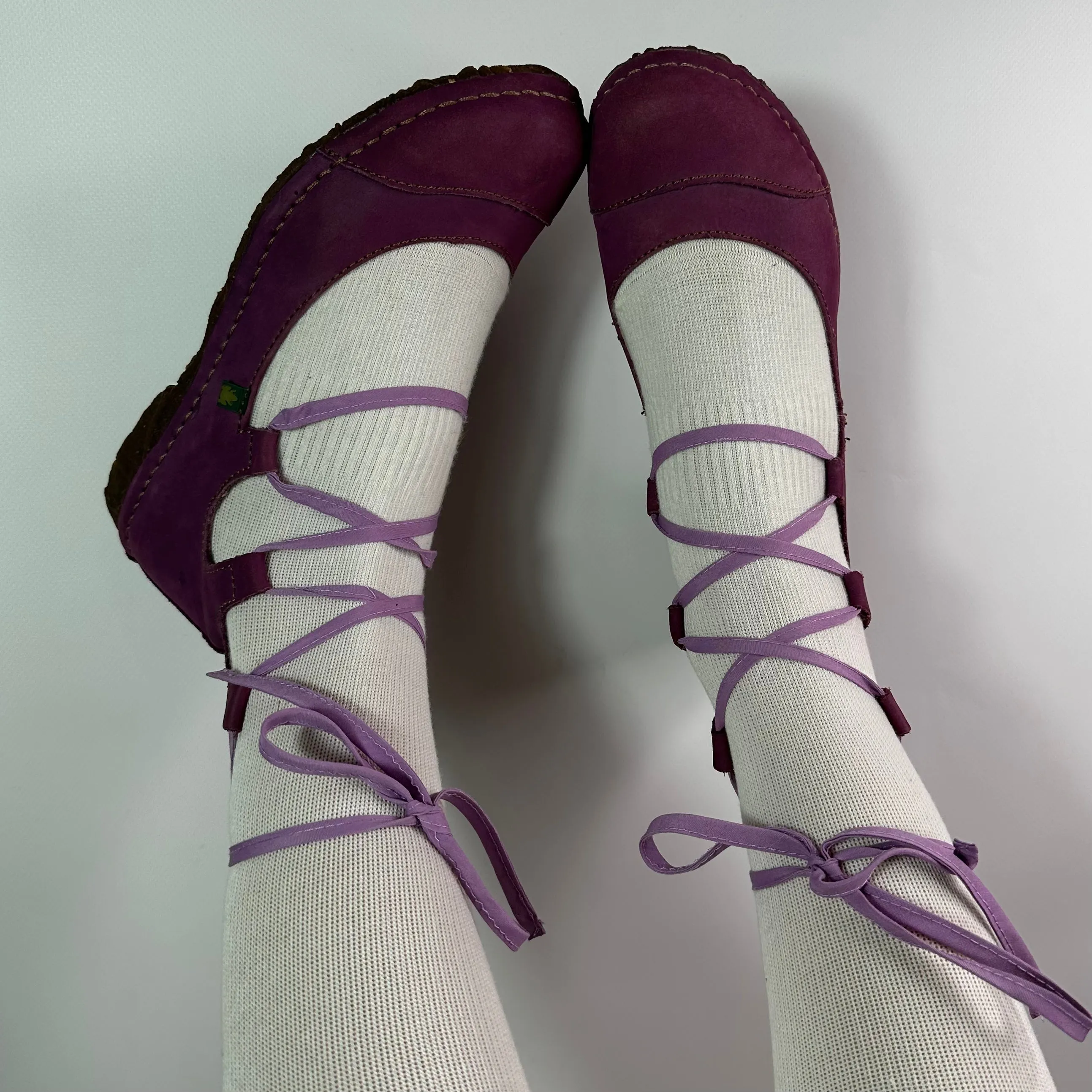 Vintage Leather Ballet Lace Up Flats