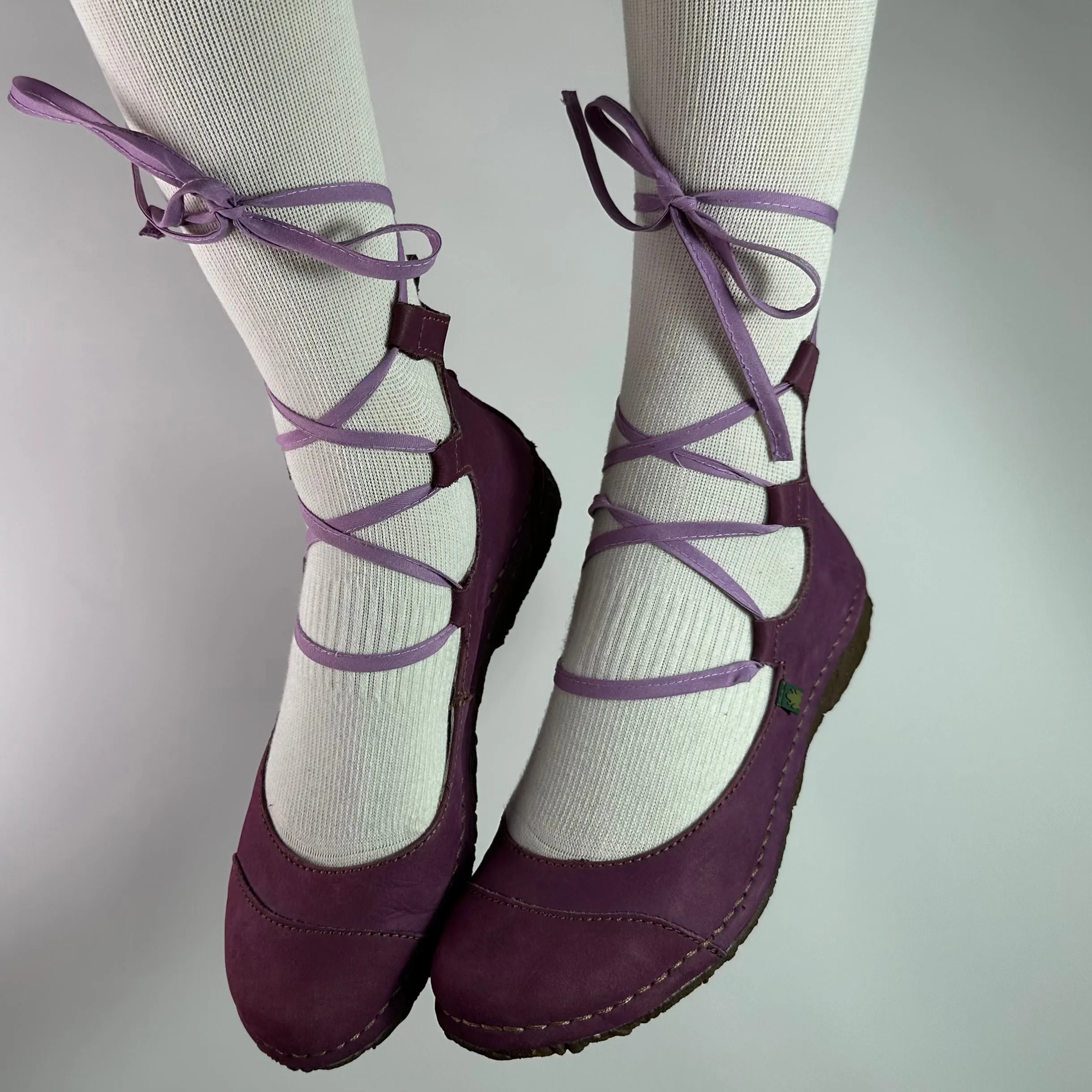Vintage Leather Ballet Lace Up Flats