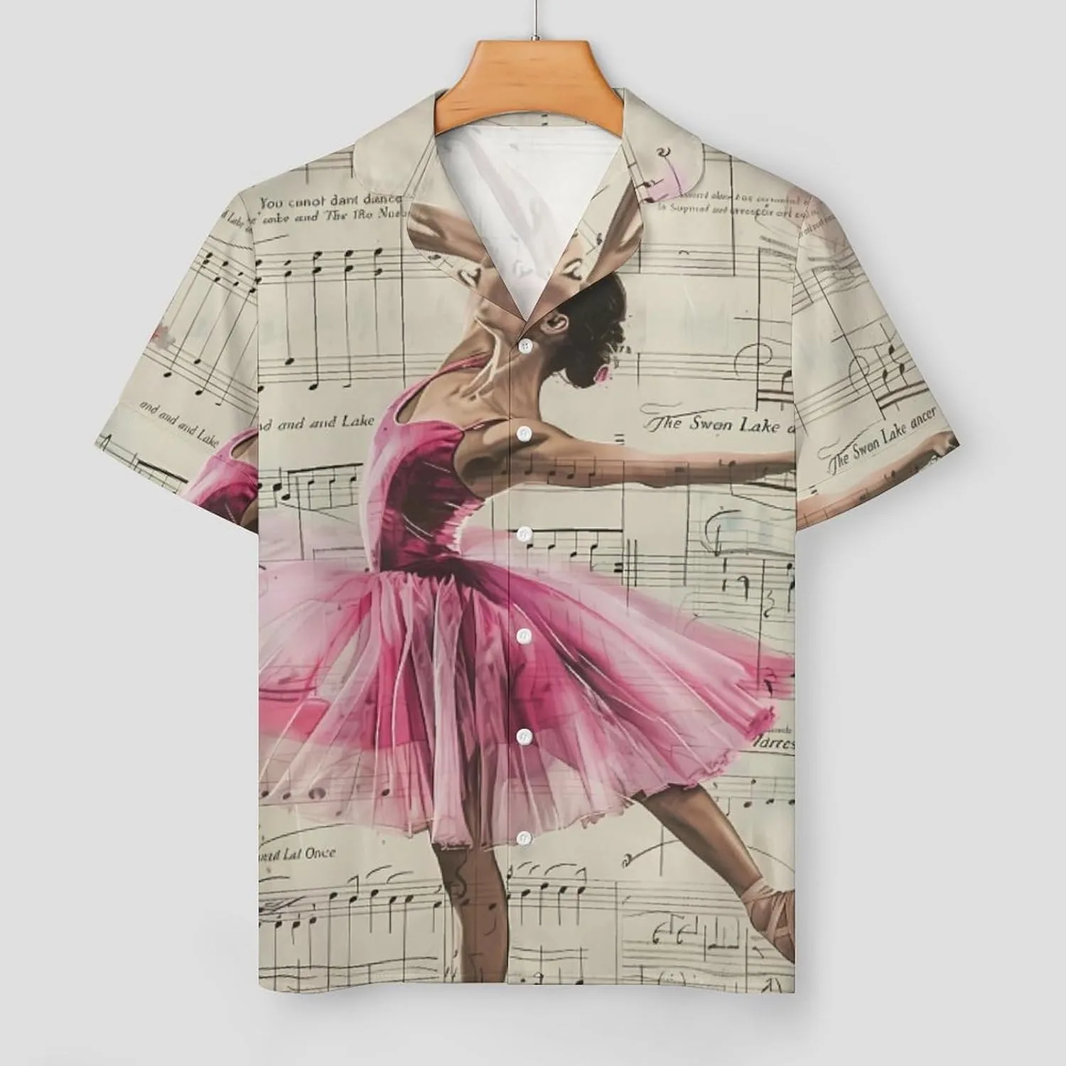 Vintage Music Art Ballet Girl Women's Satin Pajama Set Short Sleeve Button Down Sleepwear Loungewear Pj Set