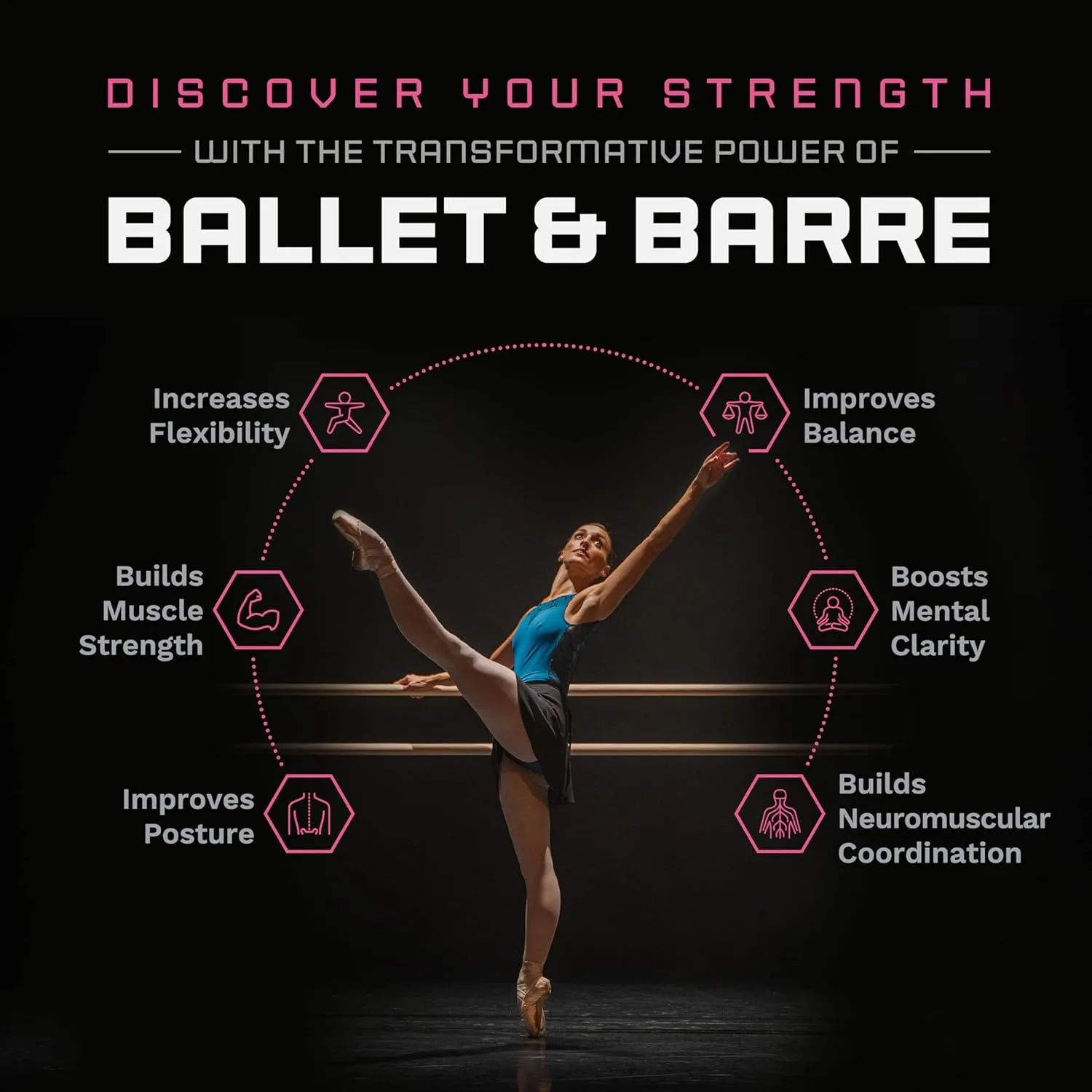 VITA Barre Wall-Mounted Single Ballet Barre, Classic WB15, Wood | Fixed Height, Made in USA, Home, Studio or Gym Exercise Equipment for Kids & Adults | Dance, Fitness, Pilates