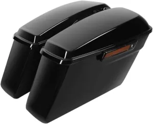 Vivid Black Hard Saddle Bags w/Black Latch Fits Models -(ABS Platice),Strict QC & Fitment Tested