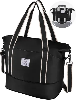 WALNEW Travel Duffel Bag, Weekender Overnight Carry On Bag Women Men, Foldable Waterproof Gym Luggage with Metal Buckle Strap