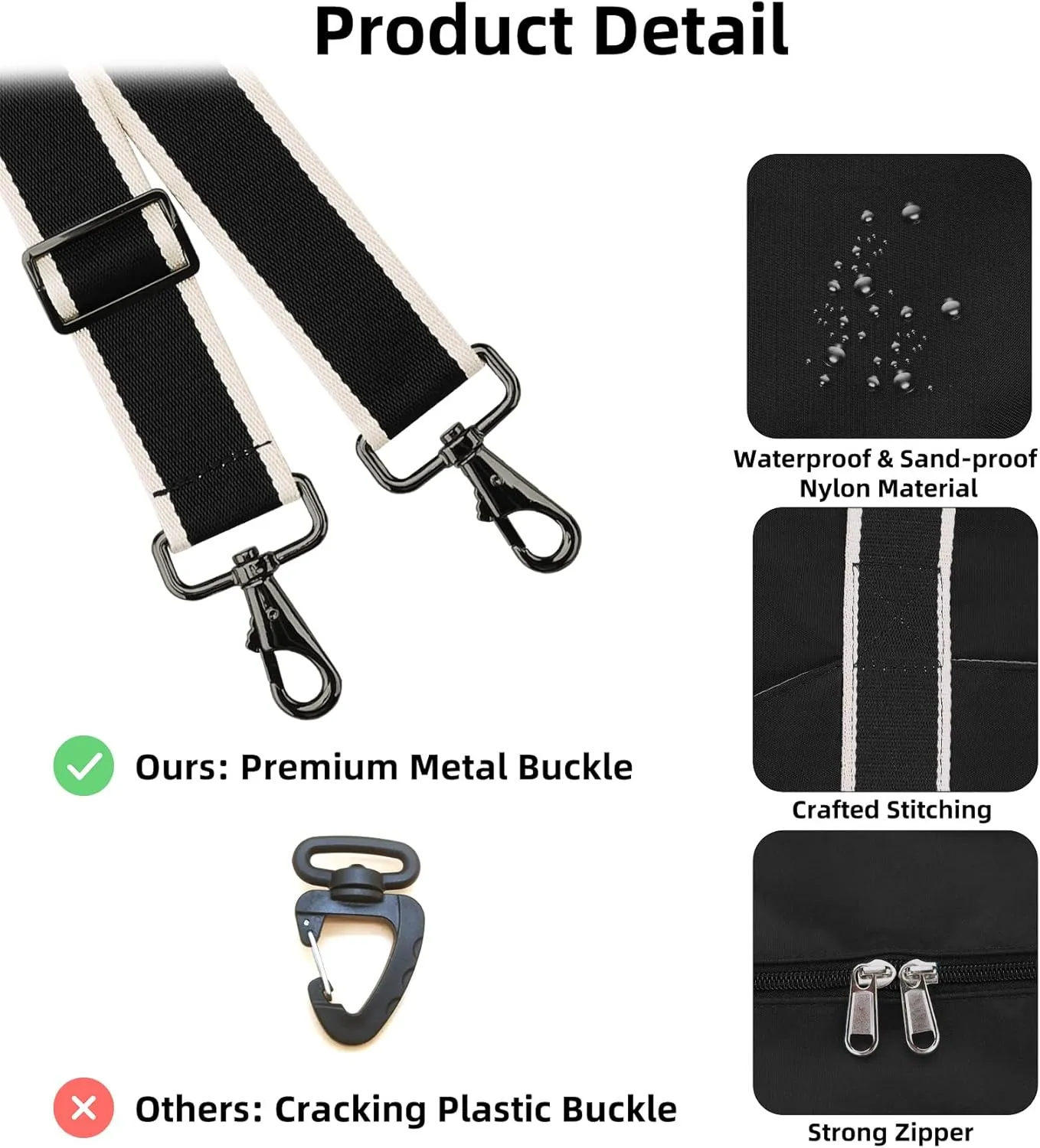 WALNEW Travel Duffel Bag, Weekender Overnight Carry On Bag Women Men, Foldable Waterproof Gym Luggage with Metal Buckle Strap