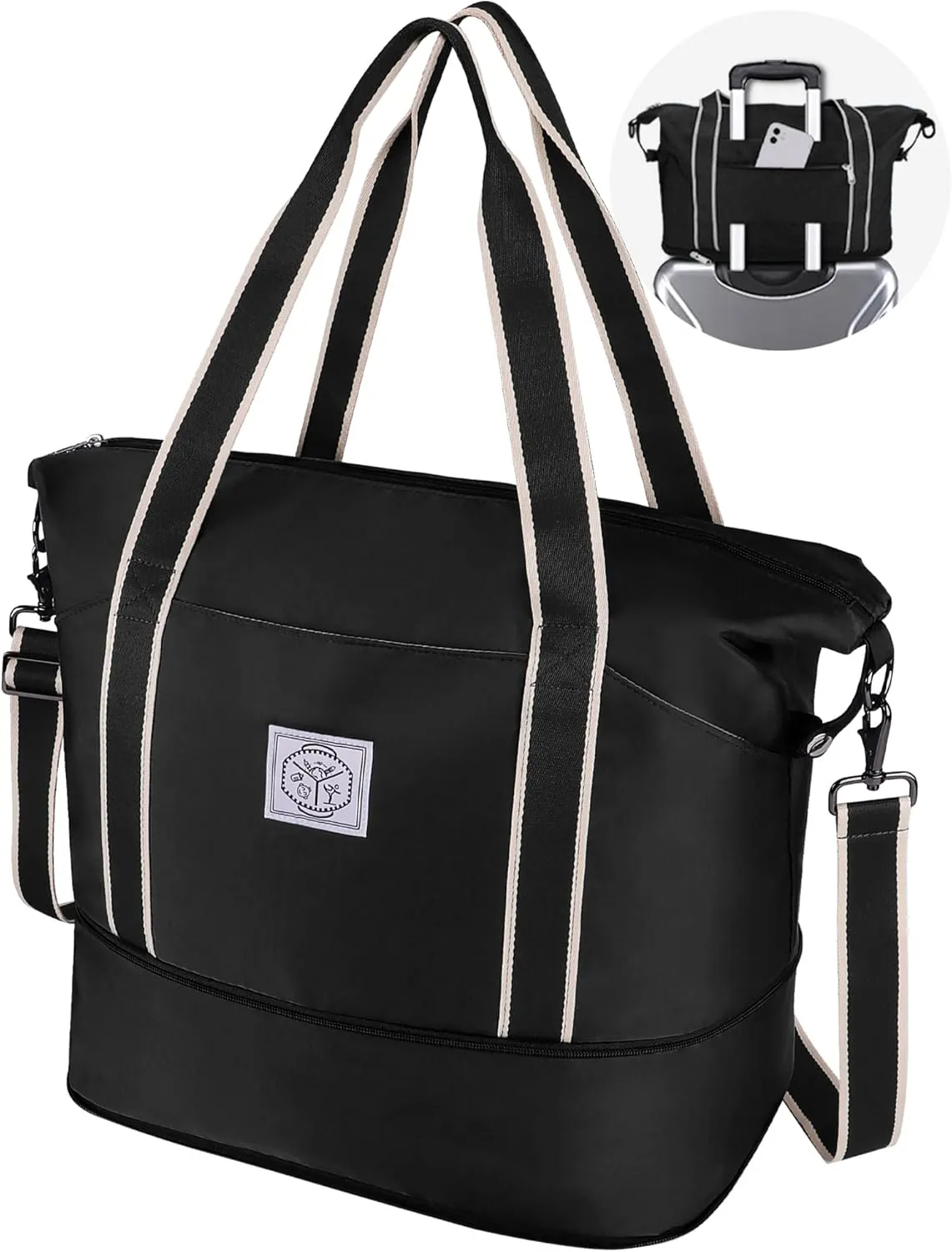 WALNEW Travel Duffel Bag, Weekender Overnight Carry On Bag Women Men, Foldable Waterproof Gym Luggage with Metal Buckle Strap