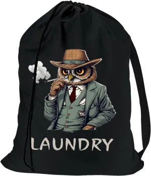 Waterproof Laundry Bag with Strap, Cool Owl Pattern Dirty Laundry Travel Bag, Laundry Bags Extra Large Heavy Duty, Dirty Clothes Bag for Traveling, Fit a Laundry Hamper or Basket, 31.5''L x 19.5''W