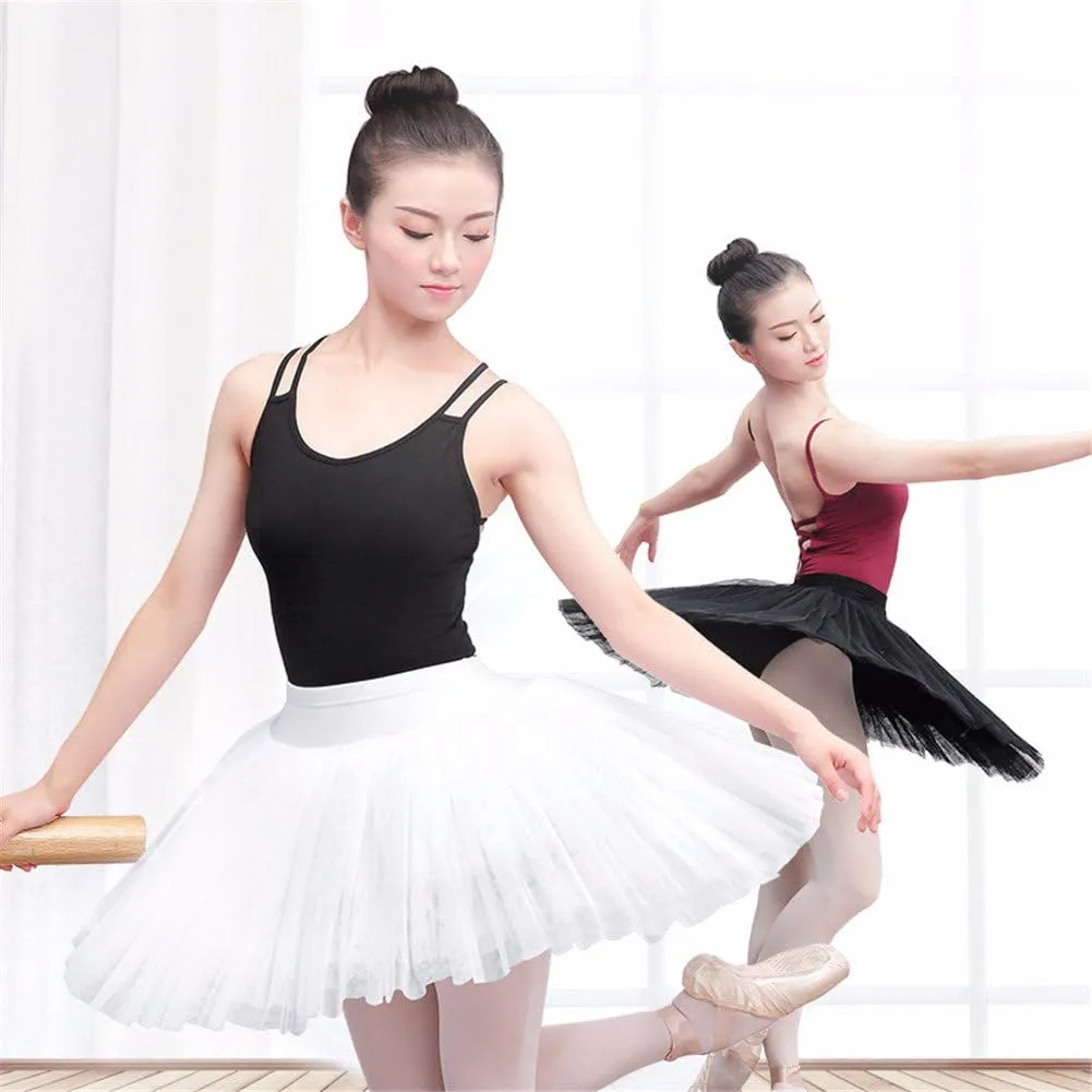 WENDYWU Women Professional Swan Ballet Tutu Skirt Hard Organdy Platter Performance Leotard Skirt