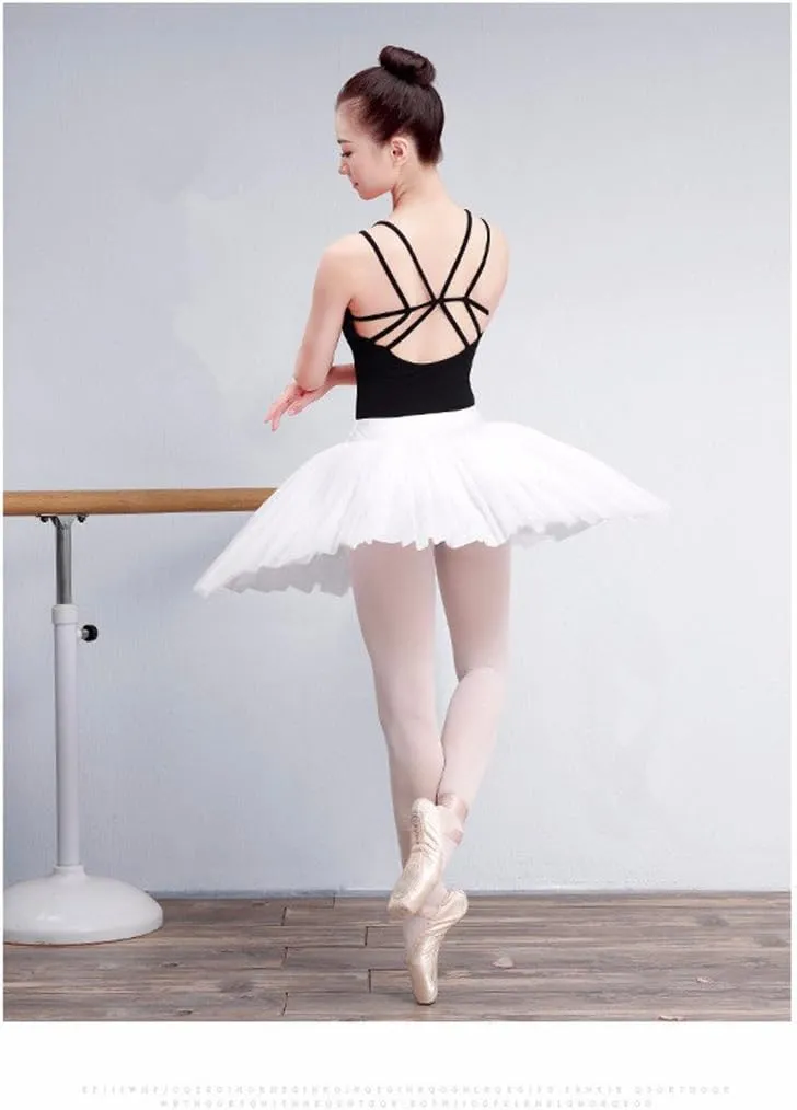 WENDYWU Women Professional Swan Ballet Tutu Skirt Hard Organdy Platter Performance Leotard Skirt