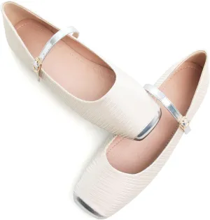 WENJIAZHIZHI Women's Ballet Flats Square Toe Comfortable Mary Jane Shoes Dressy Casual Slip-On Ballerina Working Flats Shoes