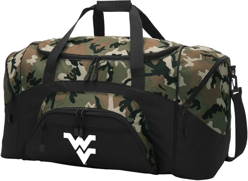 West Virginia University Duffel Bag LARGE WVU Suitcase or Gym Sports Gear Bag (Camo)