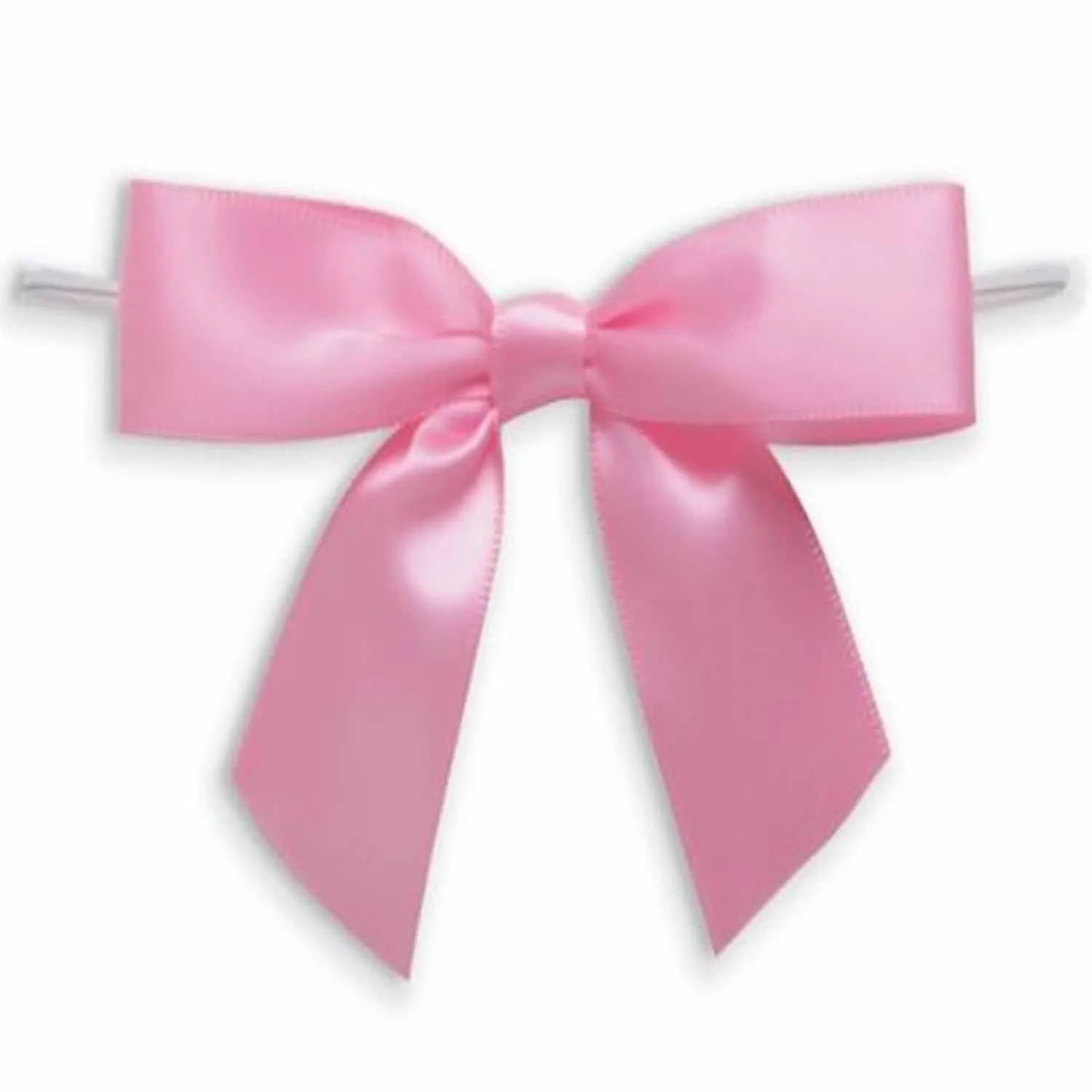 Weststone 50pcs Satin Pink Bows 3 1/2" Span x 2" Tail, Ribbon Width 1", Pre-Tied Bows or Self-Adhesive Bows (TTB35PIN)